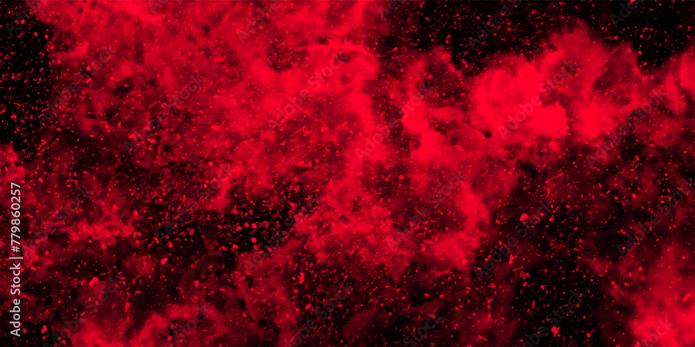 Aufkleber Abstract dynamic particles with soft Red clouds on dark background. Space hand painted watercolor background with aquarelle light mint color splash. Watercolor fantastic and grungy background.	

