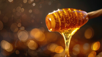 Liquid Gold: Macro Digital Art of Dripping Honey