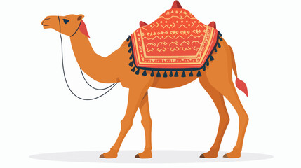 Cartoon camel isolated on white background flat vector