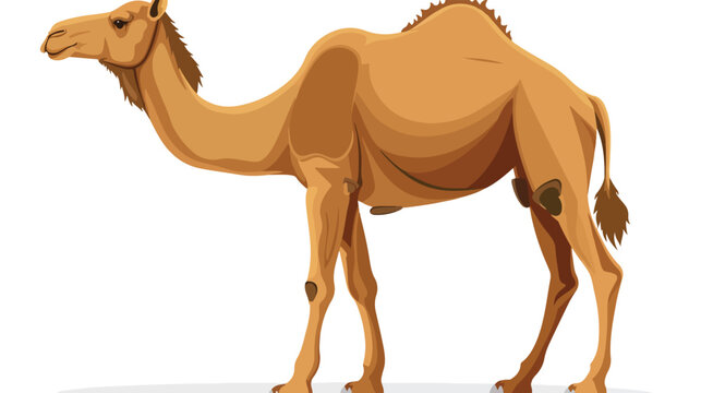 Cartoon Camel Isolated On White Background Flat Vector