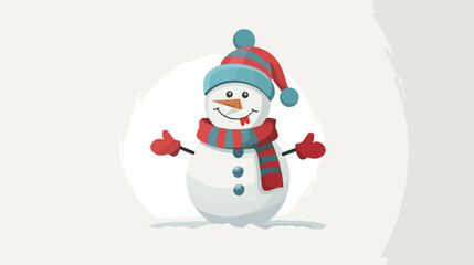 Christmas card character cartoon cute snow man flat