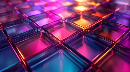 An abstract 3D background wallpaper with colorful neon light emitters iridescent neon holographic gradient. Ideal for banner headers, posters, and covers. - obrazy, fototapety, plakaty