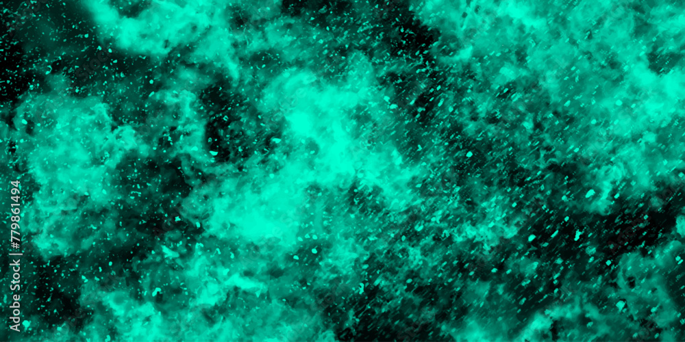 Poster abstract dynamic particles with soft blue clouds on dark background. space hand painted watercolor b