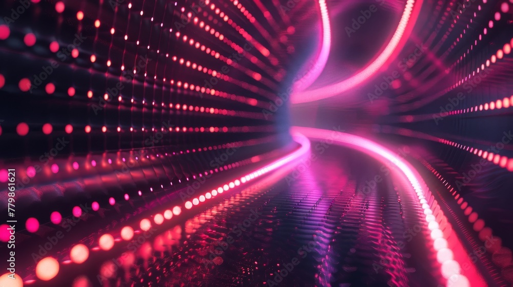 Poster CG rendering of warp trail lights for background advertising. Leading line path and copy space included.