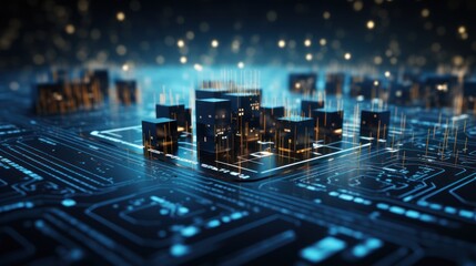IT Industry Particles in Digital World Background