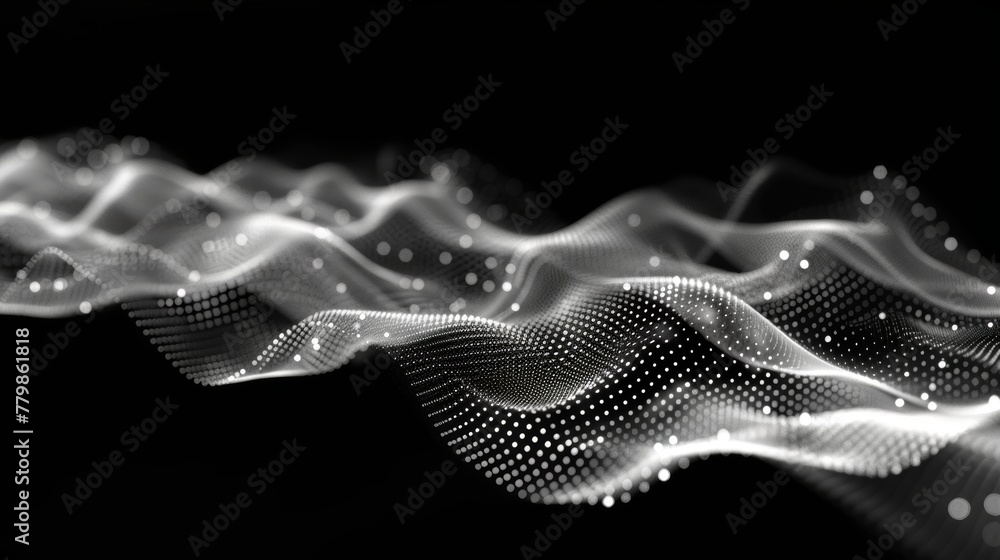 Aufkleber 3d visualization of big data, with musical stream of sounds, dots and lines interwoven in an abstrac