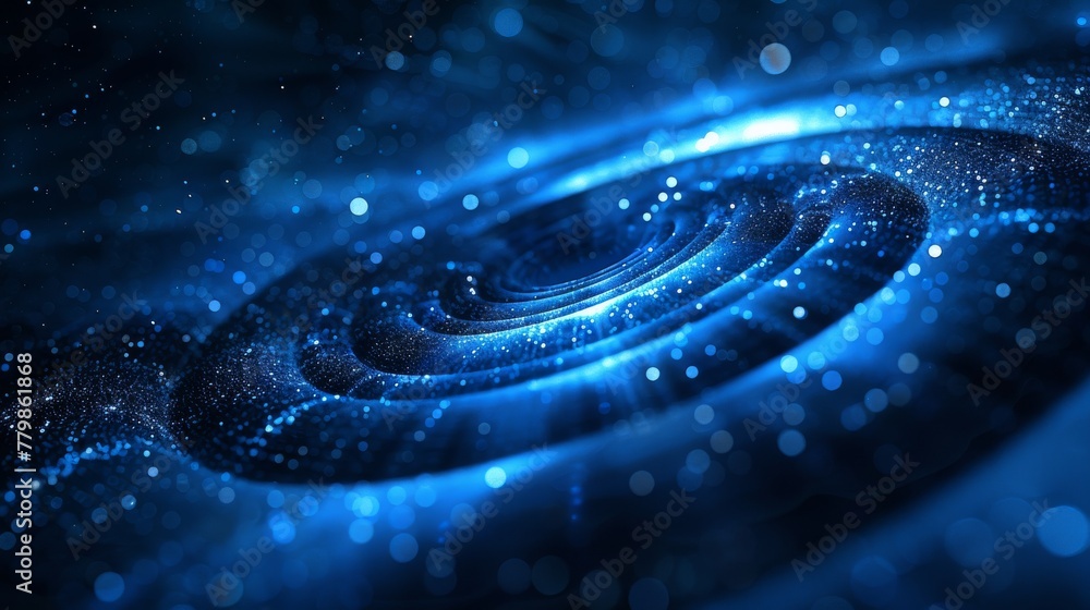 Aufkleber Dark blue modern background. Planet Earth. Abstract technology rings in the orbit of the planet. Satellites and global communication system. Religious image. Movement effect.