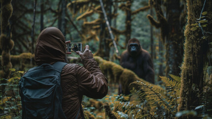 Hiker takes photo of a Bigfoot or Sasquatch type cryptid in the forest