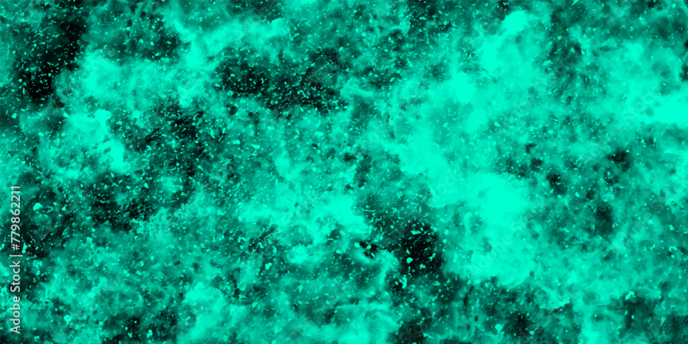 Poster abstract dynamic particles with soft blue clouds on dark background. space hand painted watercolor b