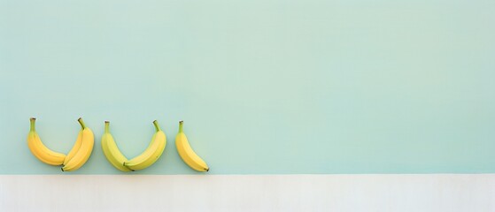 Bananas against a multicolored wall, clean look, direct sunlight water color,vivid,simple composition,cute - obrazy, fototapety, plakaty