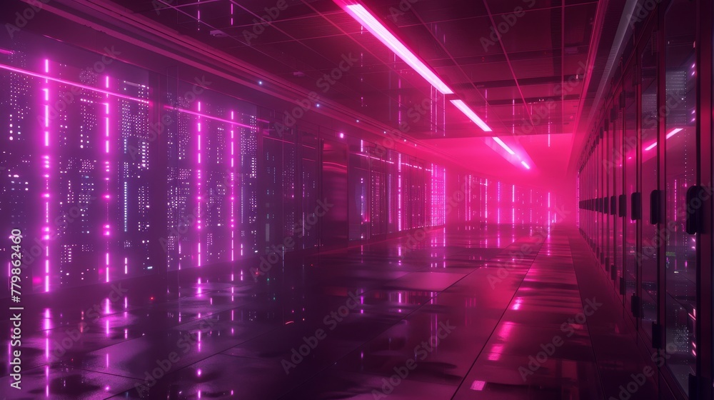 Poster Computer data center rendered in AI