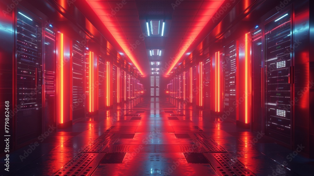 Poster Computer data center rendered in AI...