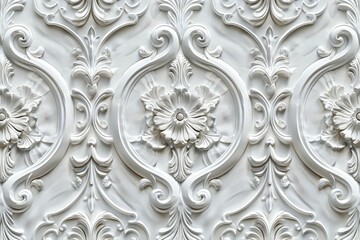 The serene beauty of a white patterned background, showcasing an intricate design with a minimalist touch.