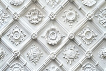 The serene beauty of a white patterned background, showcasing an intricate design with a minimalist touch.
