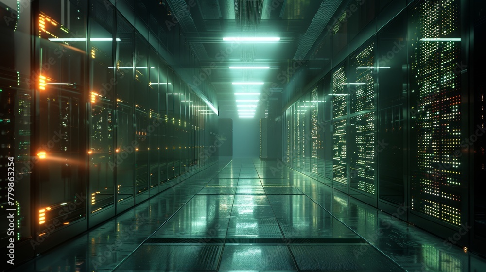 Poster An illustration of a data center in 3D...