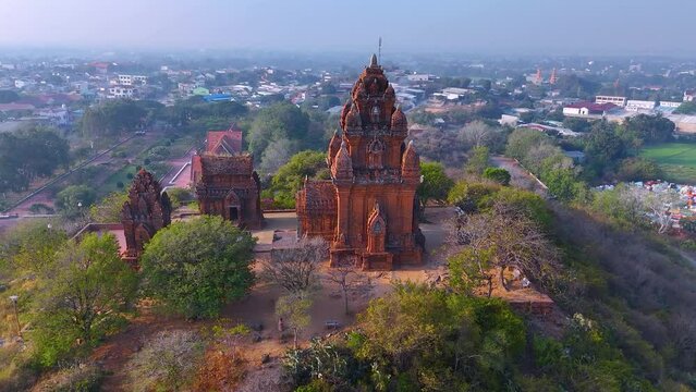 Aerial view of Cham towers, Po Klong Garai, Ninh Thuan province, Vietnam.