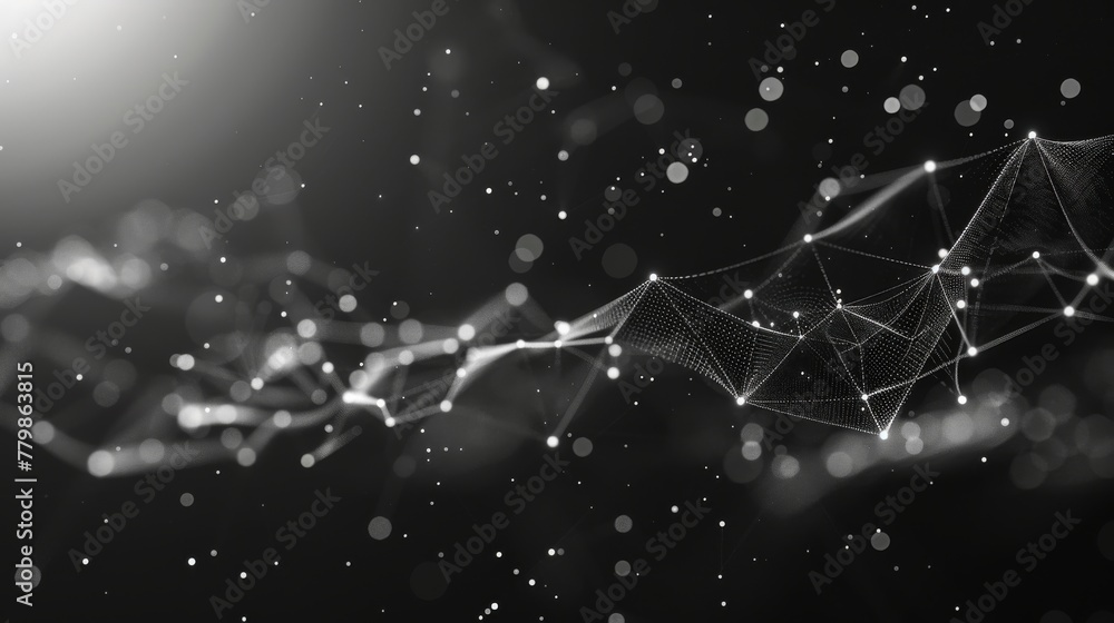 Poster Low polygonal abstract space background with connecting dots and lines. 3D rendering.