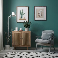 A style of wooden accent cabinet simple with white studio background, 3d render