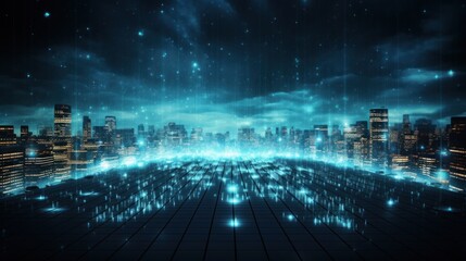 Fototapeta na wymiar IT Industry Particles in Digital World Background