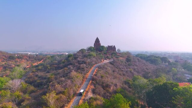 Aerial view of Cham towers, Po Klong Garai, Ninh Thuan province, Vietnam.