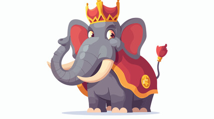 Cute cartoon elephant king character vector illustration