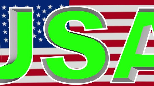 USA name  green screen animation. USA  flag waving