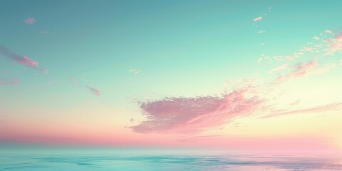 Simple, soothing soft pastel gradient sky and sea. - obrazy, fototapety, plakaty