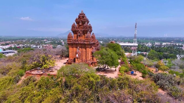 Aerial view of Cham towers, Po Klong Garai, Ninh Thuan province, Vietnam.