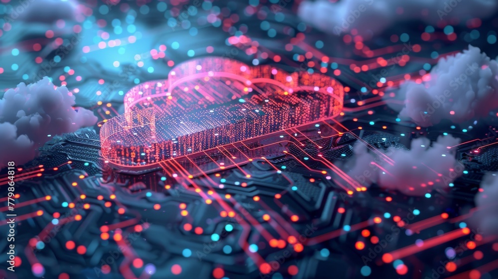 Aufkleber Background of cloud computing concept, 3D rendering of cloud computing concept