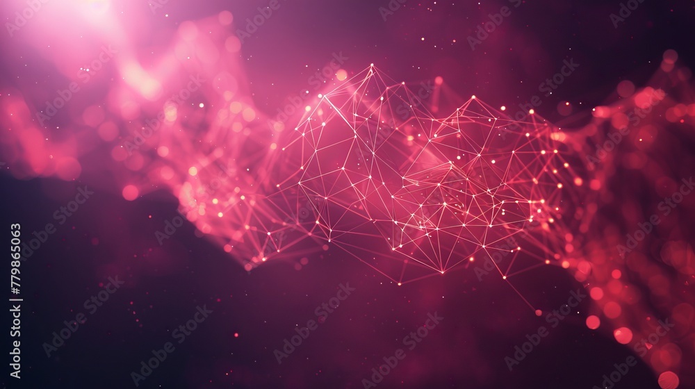Poster An Abstract polygonal space background with connecting lines and dots. Science. Polygonal futuristic background. Wallpaper.
