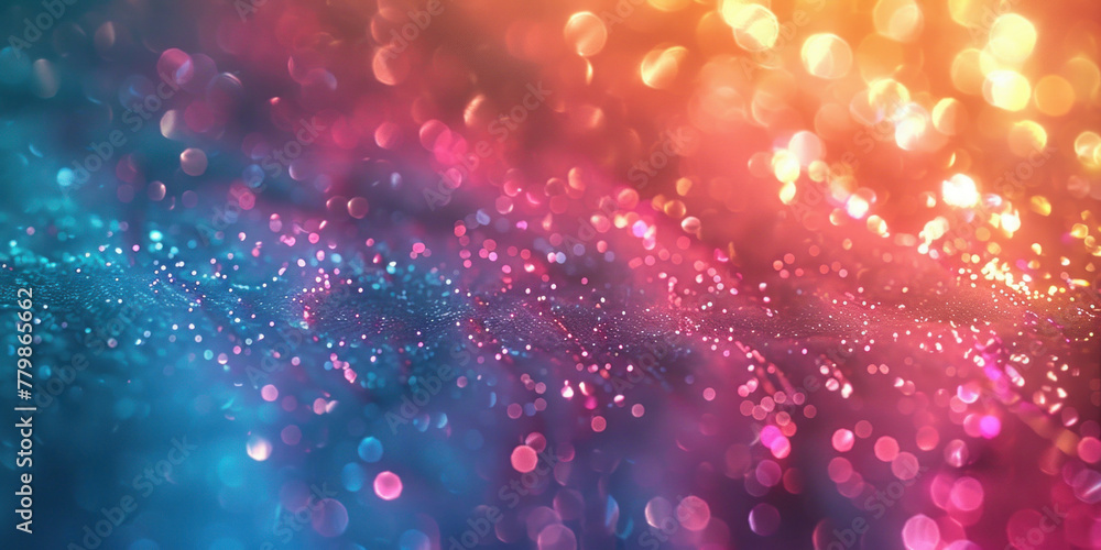 Poster Vibrant Sparkling Bokeh Abstract Background with Colorful Bokeh Effect and Glitter Splashes