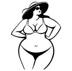beautiful plus size women in beach outfit during summer vacation