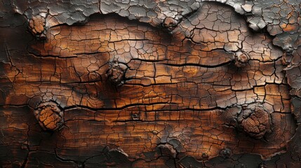 Background made of dark brown wood planks with old wood texture and natural cracks.