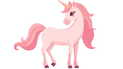 Cute pink unicorn. Standing magic pony from a fairy 