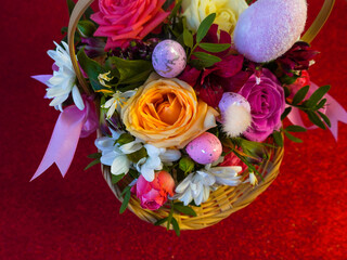 Happy easter! Flat Lay, Internet banner, postcard on Easter