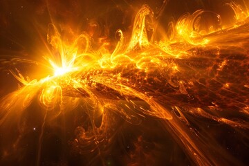 Solar Flares' Volatile Beauty: A Swirling Dance of Intricate Patterns in the Depths of Space - obrazy, fototapety, plakaty