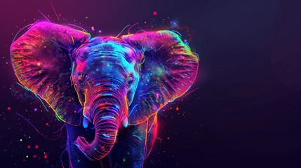   A single image of a colorful elephant, positioned centrally within it - obrazy, fototapety, plakaty