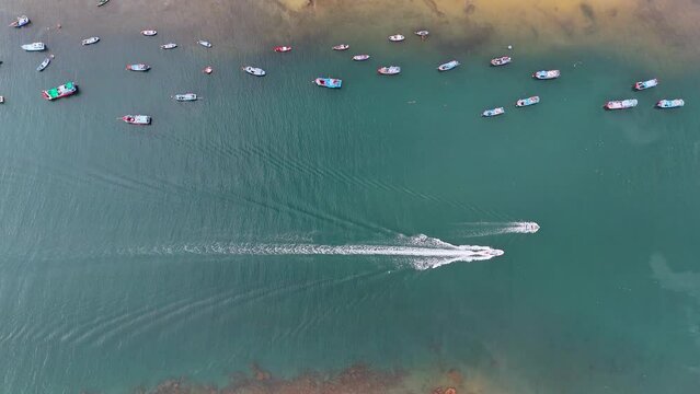 Aerial view of Vinh Hy bay, Nui Chua national park, Ninh Thuan province, Vietnam