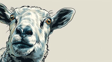 Fototapeta premium A sad-looking Close-up of a sheep's face gazing into the camera