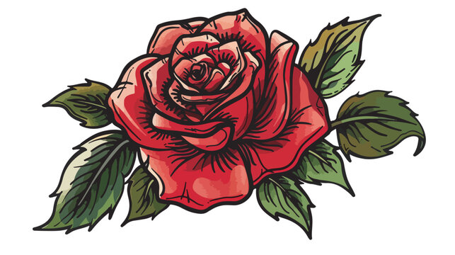 Doodle icon. rose flower. traditional tattoo flash