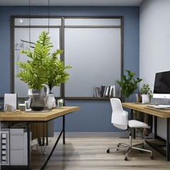 The office is clean and tidy, with minimal decorations and decorations, and a simple design that gives it a clean look.