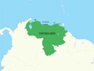 High detailed map of Venezuela. Outline map of Venezuela. South America