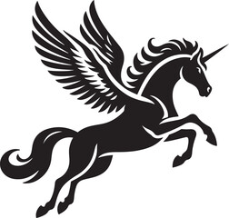 Unicorn wings black and white vector image.