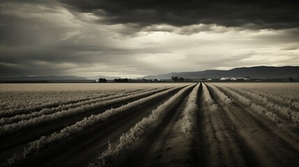 Naklejka premium Photograph of large dry farm land in the united states