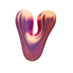 Glossy holographic 3D balloon bubble letter V