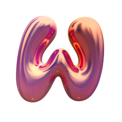 Glossy holographic 3D balloon bubble letter W