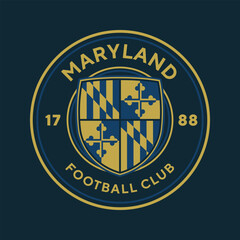 Maryland football logo, USA. Elegant soccer logo. Elegant Modern Soccer Football Badge logo designs, Soccer Emblem logo template vector illustration