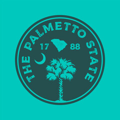 The Palmetto state textured vintage vector t-shirt and apparel design, typography, print, logo, poster. Global swatches