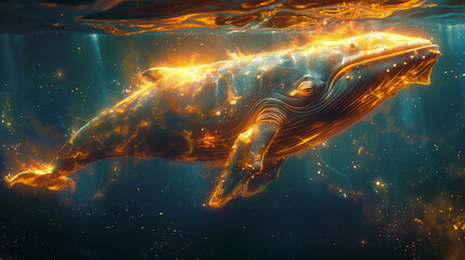  digital art image of Humpback Whale in Colorful Sparks
