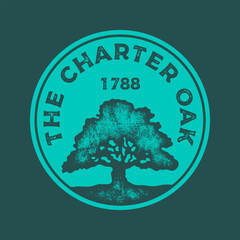 The Charter Oak textured vintage vector t-shirt and apparel design, typography, print, logo, poster. Global swatches